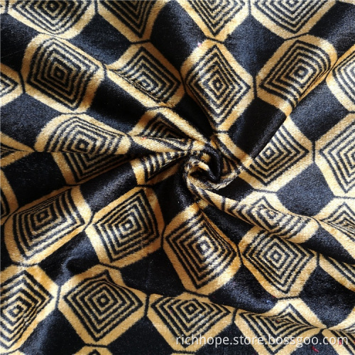 Quality Knitted Print African Velvet Curtain Fabric